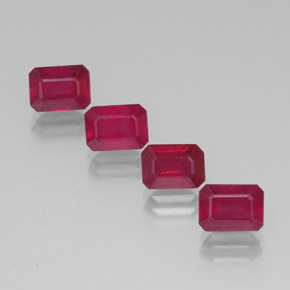 Rubino naturale rosso da  ct, taglio smeraldo, VS-SI