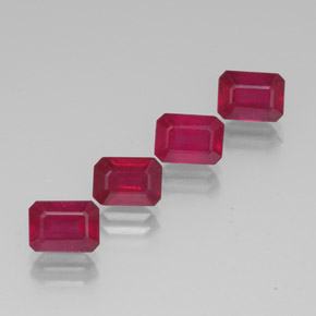 Rubino naturale rosso da  ct, taglio smeraldo, VS-SI