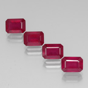 Rubino naturale rosso da  ct, taglio smeraldo, VS-SI