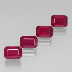 Rubino naturale rosso da  ct, taglio smeraldo, VS-SI
