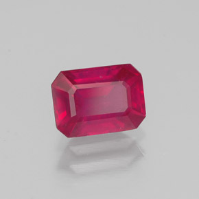 Rubino naturale rosso da 1,40 ct, taglio smeraldo, VS-SI