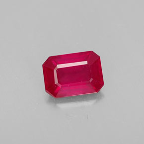 Rubino naturale rosso da 1,36 ct, taglio smeraldo, VS-SI