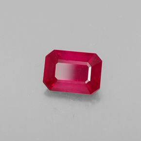 Rubino naturale rosso da 1,36 ct, taglio smeraldo, VS-SI