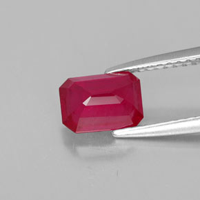 Rubino naturale rosso da 1,36 ct, taglio smeraldo, VS-SI