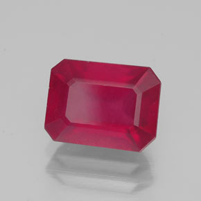 Rubino naturale rosso da 2,37 ct, taglio smeraldo, VS-SI