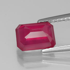 Rubino naturale rosso da 2,37 ct, taglio smeraldo, VS-SI