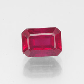 Rubino rosa rossastro naturale da 1,58 ct, taglio smeraldo, VS-SI