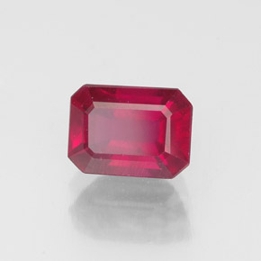 Rubino rosa rossastro naturale da 1,58 ct, taglio smeraldo, VS-SI