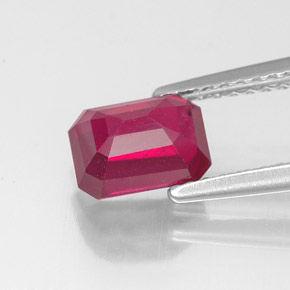 Rubino rosa rossastro naturale da 1,58 ct, taglio smeraldo, VS-SI