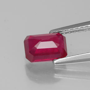 Rubino naturale rosso da 1,47 ct, taglio smeraldo, VS-SI