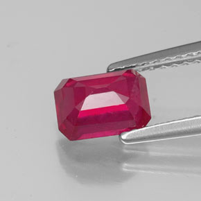 Rubino naturale rosso da 1,50 ct, taglio smeraldo, VS-SI