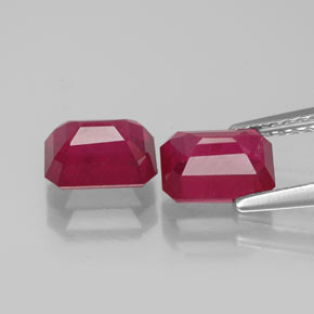 Rubino naturale rosso da  ct, taglio smeraldo, VS-SI