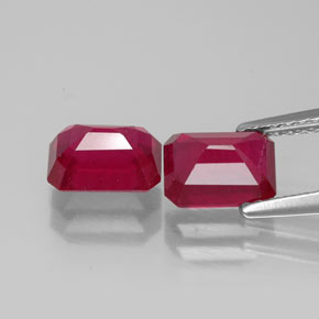 Rubino naturale rosso da  ct, taglio smeraldo, VS-SI