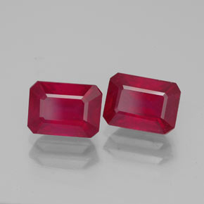 Rubino naturale rosso da  ct, taglio smeraldo, VS-SI