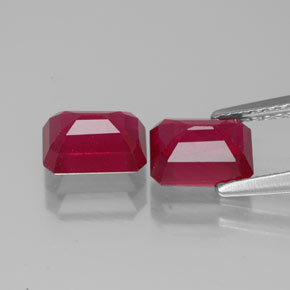 Rubino naturale rosso da  ct, taglio smeraldo, VS-SI