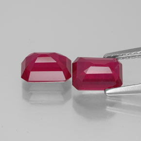 Rubino naturale rosso da  ct, taglio smeraldo, VS-SI