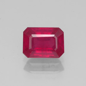 Rubino naturale rosso da 1,29 ct, taglio smeraldo, VS-SI
