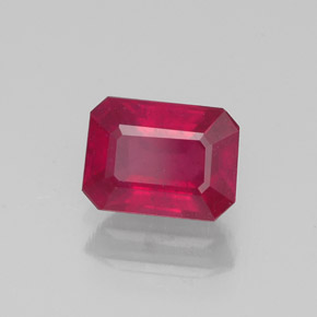 Rubino naturale rosso da 1,29 ct, taglio smeraldo, VS-SI