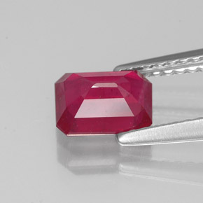 Rubino naturale rosso da 1,29 ct, taglio smeraldo, VS-SI