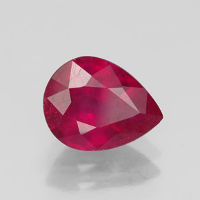 Rubino naturale rosso da 2,33 ct, taglio a pera, VS-SI