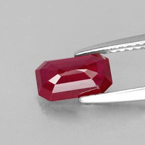 Rubino naturale rosso da 1,08 ct, taglio smeraldo, VS-SI