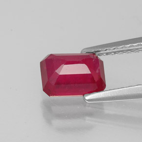 Rubino naturale rosso da 1,42 ct, taglio smeraldo, VS-SI
