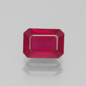 Rubino naturale rosso da 1,59 ct, taglio smeraldo, VS-SI
