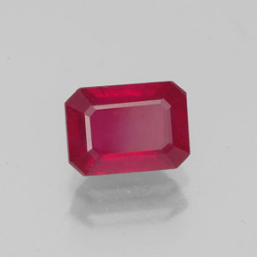 Rubino naturale rosso da 1,59 ct, taglio smeraldo, VS-SI