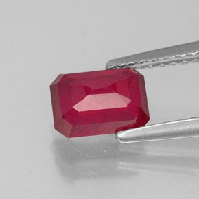 Rubino naturale rosso da 1,59 ct, taglio smeraldo, VS-SI