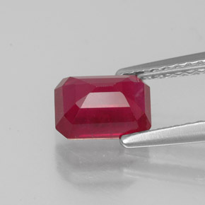 Rubino naturale rosso da 1,56 ct, taglio smeraldo, VS-SI