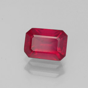 Rubino naturale rosso da 1,27 ct, taglio smeraldo, VS-SI