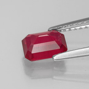Rubino naturale rosso da 1,27 ct, taglio smeraldo, VS-SI
