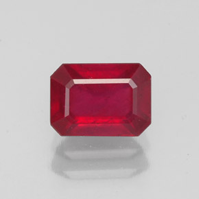 Rubino naturale rosso da 1,63 ct, taglio smeraldo, VS-SI
