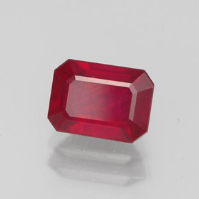 Rubino naturale rosso da 1,63 ct, taglio smeraldo, VS-SI