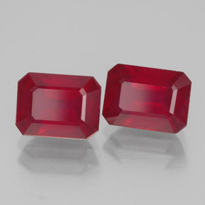 Rubino naturale rosso da  ct, taglio smeraldo, VS-SI