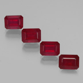 Rubino naturale rosso da  ct, taglio smeraldo, VS-SI
