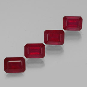 Rubino naturale rosso da  ct, taglio smeraldo, VS-SI