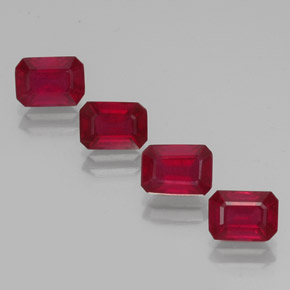 Rubino naturale rosso da  ct, taglio smeraldo, VS-SI