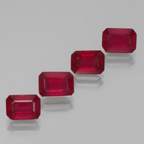 Rubino naturale rosso da  ct, taglio smeraldo, VS-SI