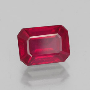 Rubino naturale rosso da 2,04 ct, taglio smeraldo, VS-SI