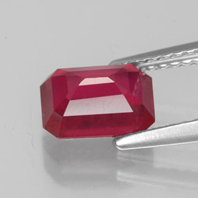 Rubino naturale rosso da 2,04 ct, taglio smeraldo, VS-SI