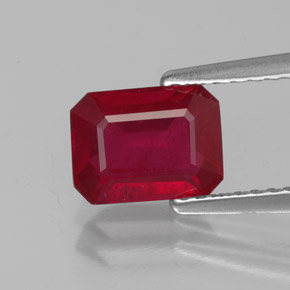 Rubino naturale rosso da 1,80 ct, taglio smeraldo, VS-SI
