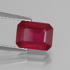 Rubino naturale rosso da 1,80 ct, taglio smeraldo, VS-SI