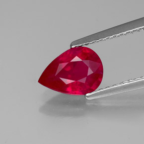 Rubino naturale rosso da 1,30 ct, taglio a pera, VS-SI