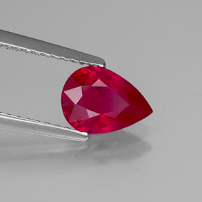 Rubino naturale rosso da 1,30 ct, taglio a pera, VS-SI
