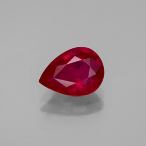 Rubino naturale rosso da 1,37 ct, taglio a pera, VS-SI