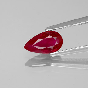 Rubino naturale rosso da 1,02 ct, taglio a pera, VS