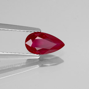 Rubino naturale rosso da 1,02 ct, taglio a pera, VS
