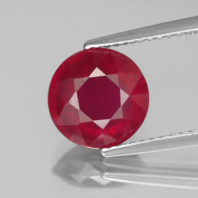 Rubino naturale rosso da 3,39 ct, taglio rotondo, VS-SI