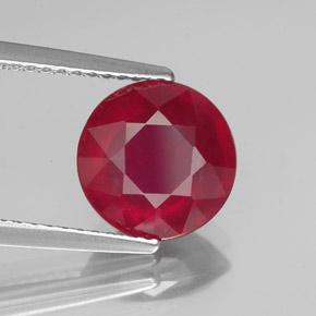 Rubino naturale rosso da 3,39 ct, taglio rotondo, VS-SI
